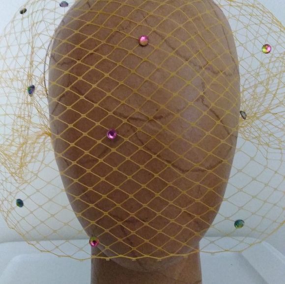 Iridescent crystals embellished yellow veil